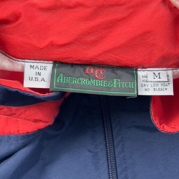 Vintage Abercrombie & Fitch Jacket Adult Navy Red Zip Up Made In USA Medium - Picture 8 of 11